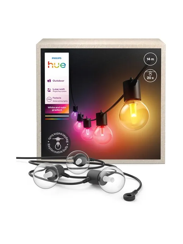 Philips Hue Festavia Globe lyslenke til utendørs bruk, 14 m