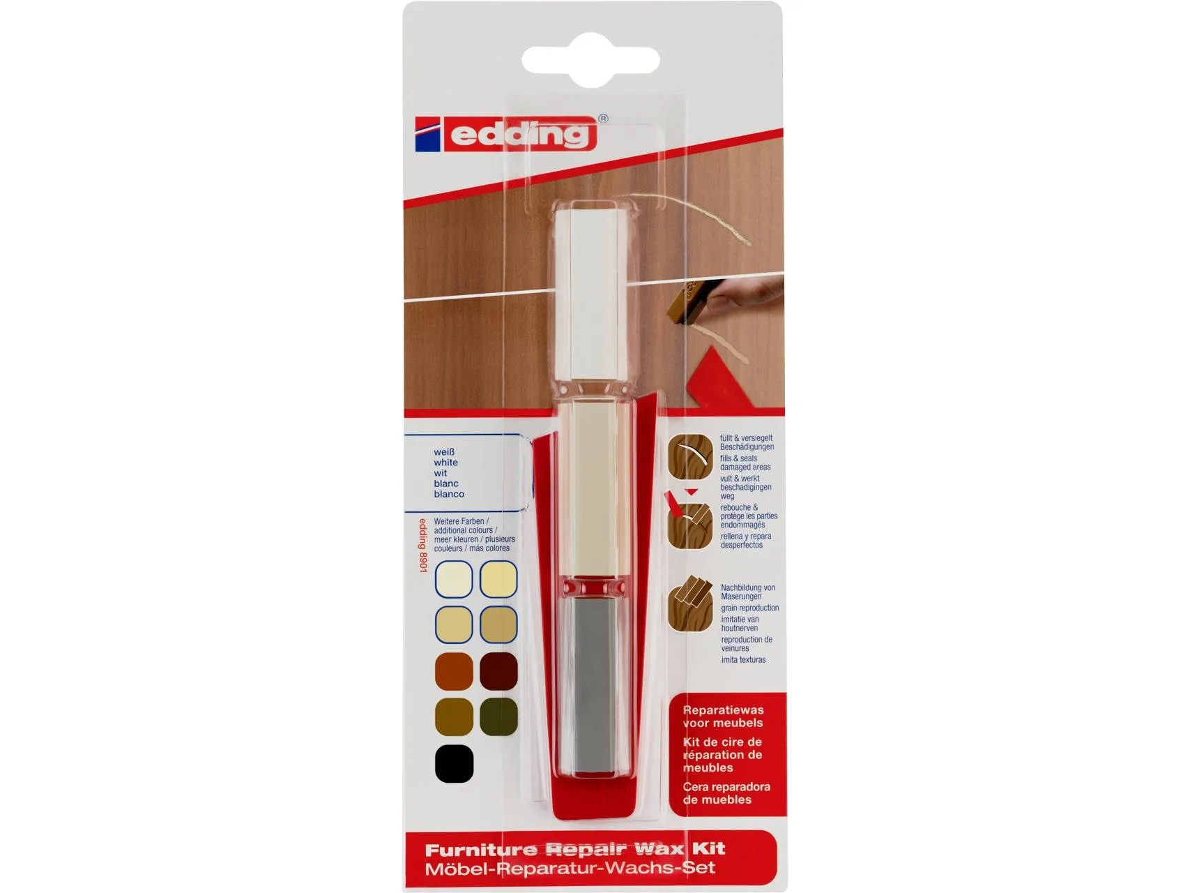 Edding e-8901 furniture repair wax kit white