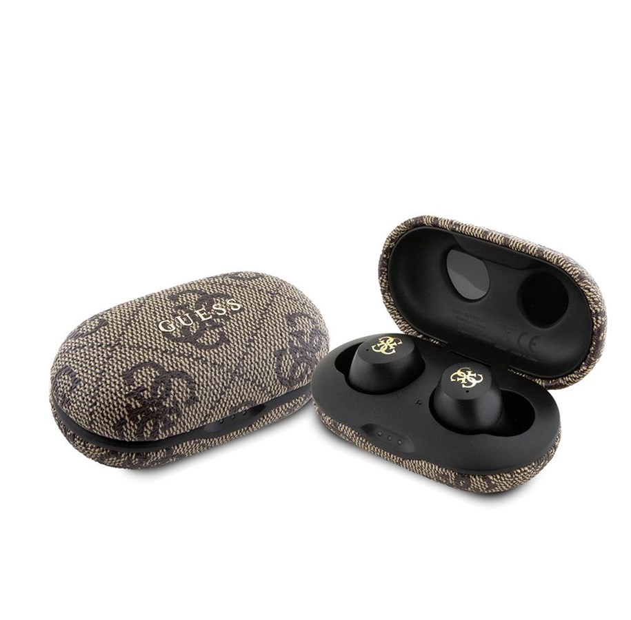 GUESS 4G Metal Bluetooth headphones with ENC docking station - brown