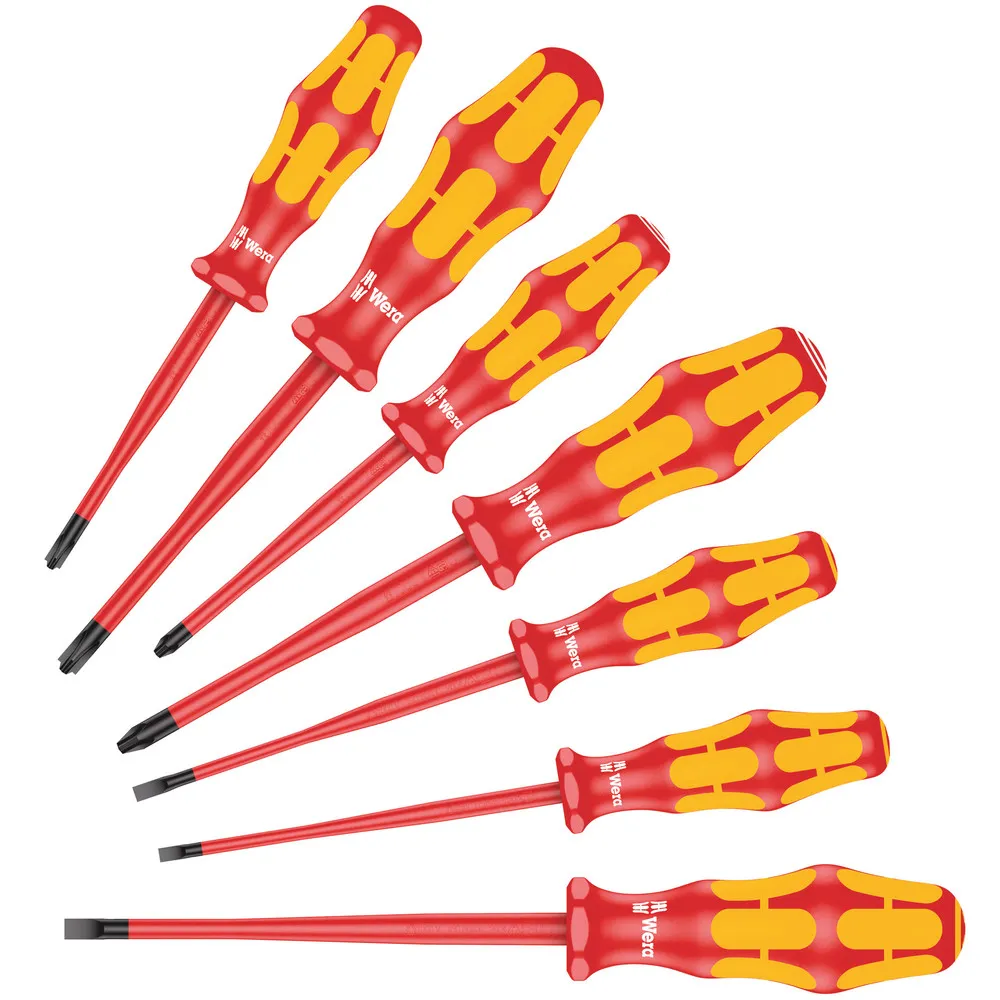 Wera 160 iss/7 screwdriver set kraftform plus series 100. with reduced blade diameter and smaller handle diameters 7 pieces