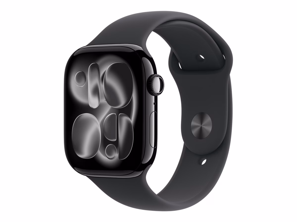 Apple Watch Series 11 GPS 46mm Jet Black Aluminium Case with Black Sport Band - M/L