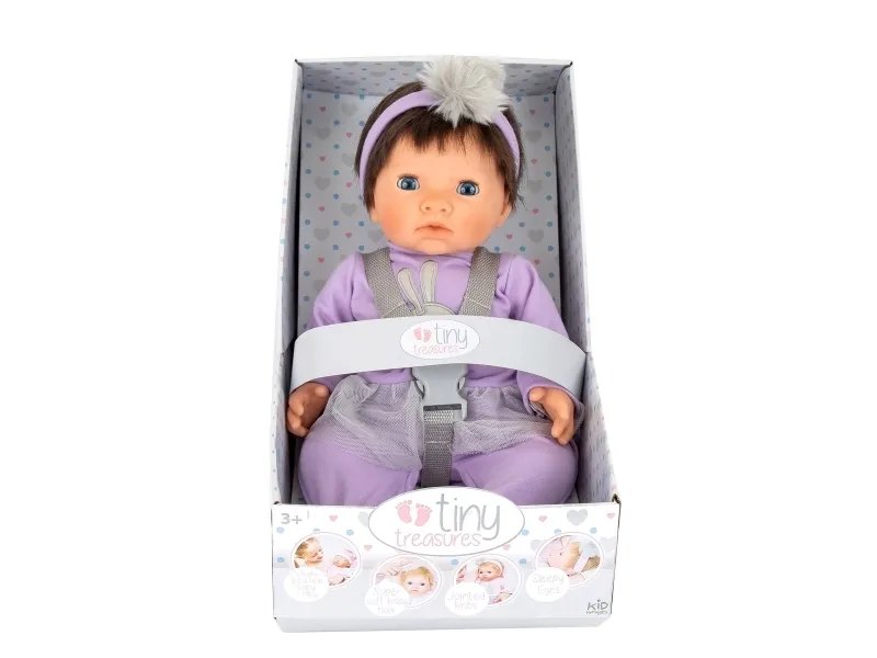 Tiny Treasures Dark Hair Baby Doll Purple Outfit
