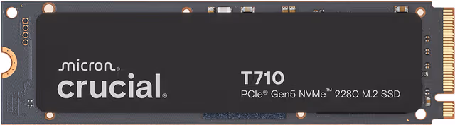 Crucial T710 SSD - 2TB - Uten varmespreder - Svart - M.2 2280 - PCIe 5.0