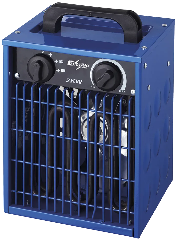 Blue Electric Fan heater 2kW 230V blue