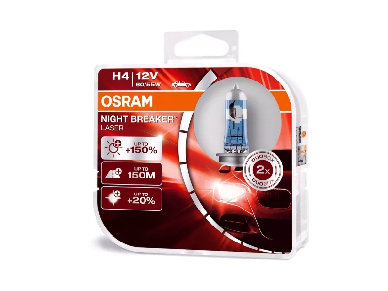 Osram Halogenlyspære H4 / 12V 60/55W Night Breaker Laser