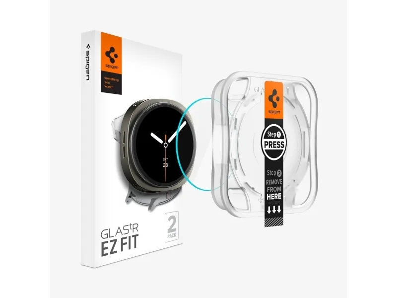 Spigen Glass tR EZ Fit 2 Pack - Samsung Galaxy Watch 8 (44mm)