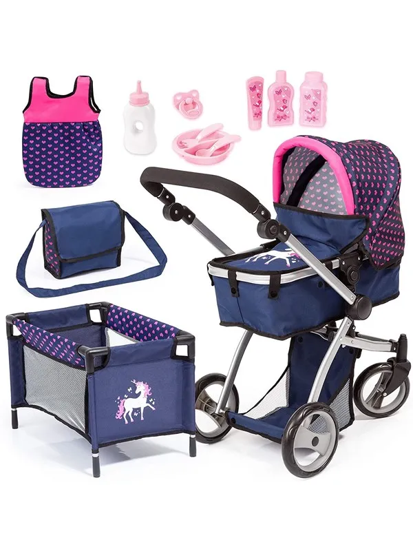 Bayer Design Doll's Pram Mega Set - Navy Unicorn