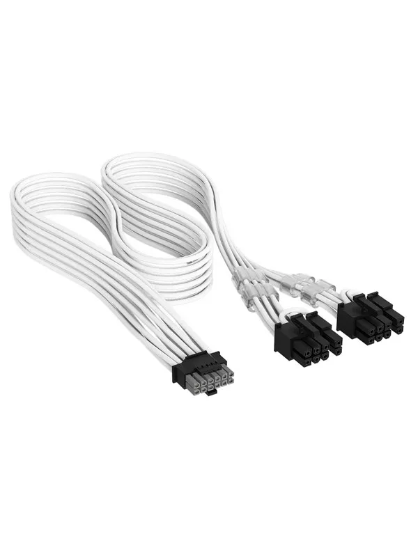 Corsair Elite Premium Individually Sleeved PCIe 12V-2x6 to 2x 8-pin (6+2 split) - Hvit