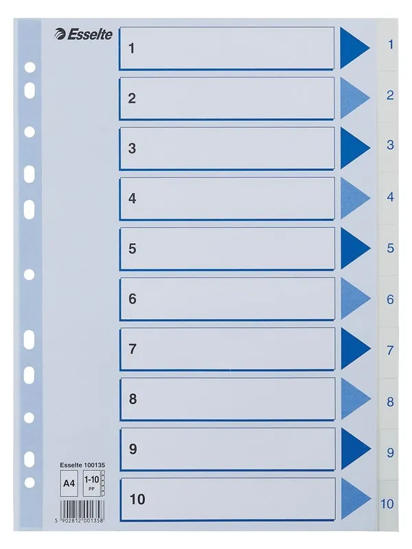 Esselte Register  PP A4 1-10 Hvit