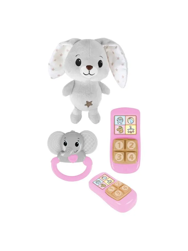 Toi-Toys Little Stars Baby Cuddly Toy Plush Rabbit with Rattle and Telephone 3-piece.