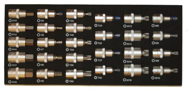 BATO Stiftnøkkelsett 1/2" 6kt 5-19mm, Torx 20-60, XZN M5-M18. EVA 1/3.