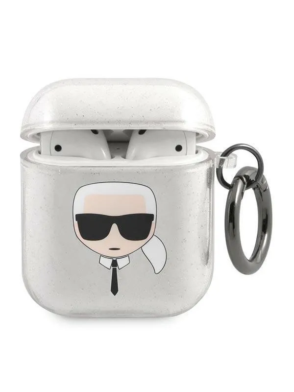 Karl Lagerfeld Glitter Karl's Head case for AirPods 1/2 - silver