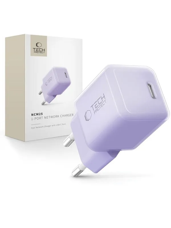 Tech-Protect NCM25 USB-C PD 25W AC Charger - Purple