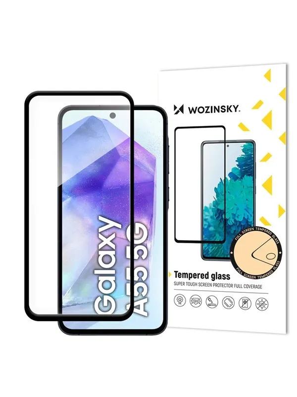 Wozinsky Tempered Glass Full Glue Tempered Glass for Samsung Galaxy A55 with Black Frame