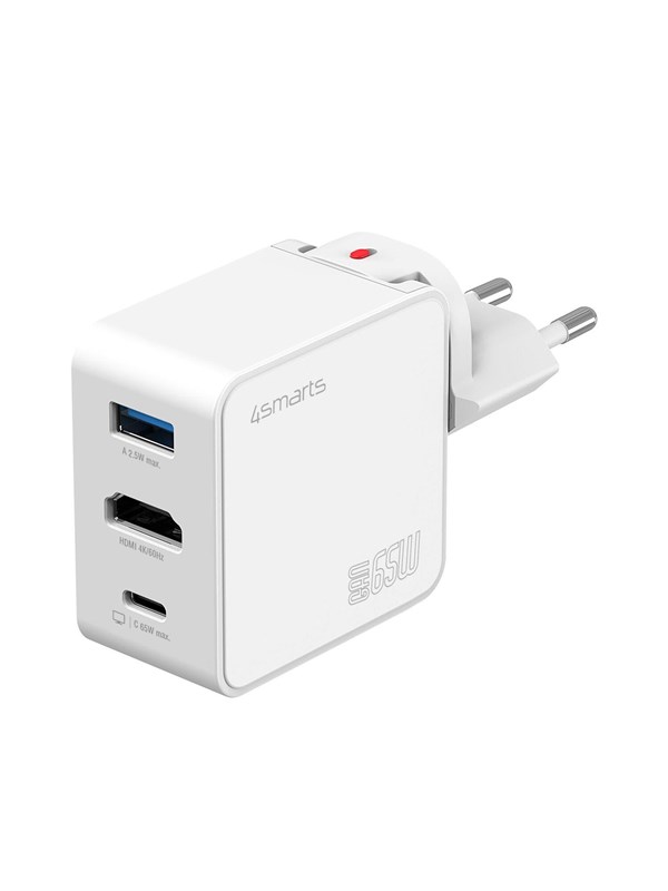 4smarts 3in1 HDMI hub with charger GaN Flex 65W white