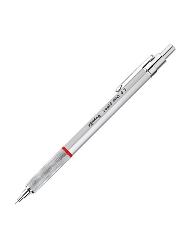 Rotring Rapid Pro Retractable Ballpoint Technical Drawing Pen | Medium Point | Blue Ink | Silver Full-Metal Body