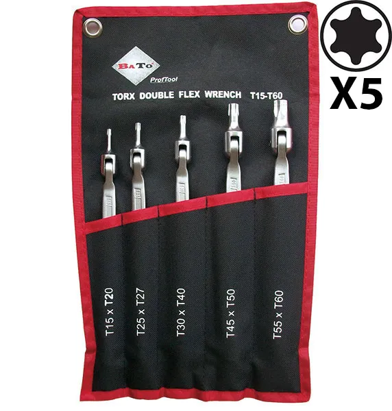 BATO Dobbelt ringskrallesett Torx 15-60, 5 deler