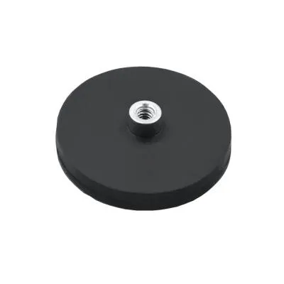 Gummibelagt neodymmagnet Ø66x8,5 mm med M5 gjengebuss og 18,0 kg holdekraft