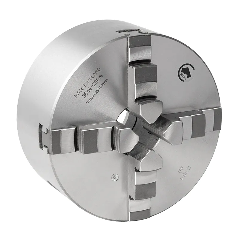 BISON 4-Bakket Senterpatron Ø250 mm - Støpejern - Kjegle 6 - DIN 55029 - Camlock D1-montering - 3644-250-6