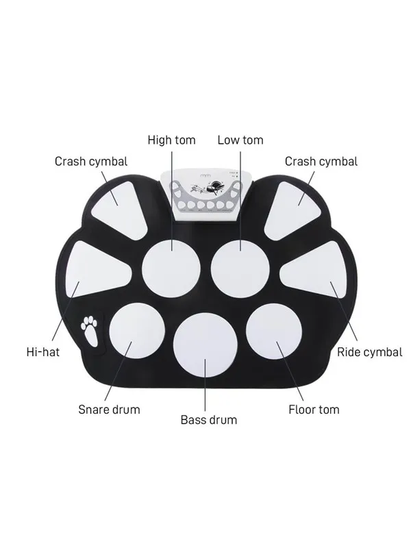 Mikamax Roll Up Elektronisk Trommesett - Bærbart Digitalt Drum Kit med 9 Pads & Pedaler