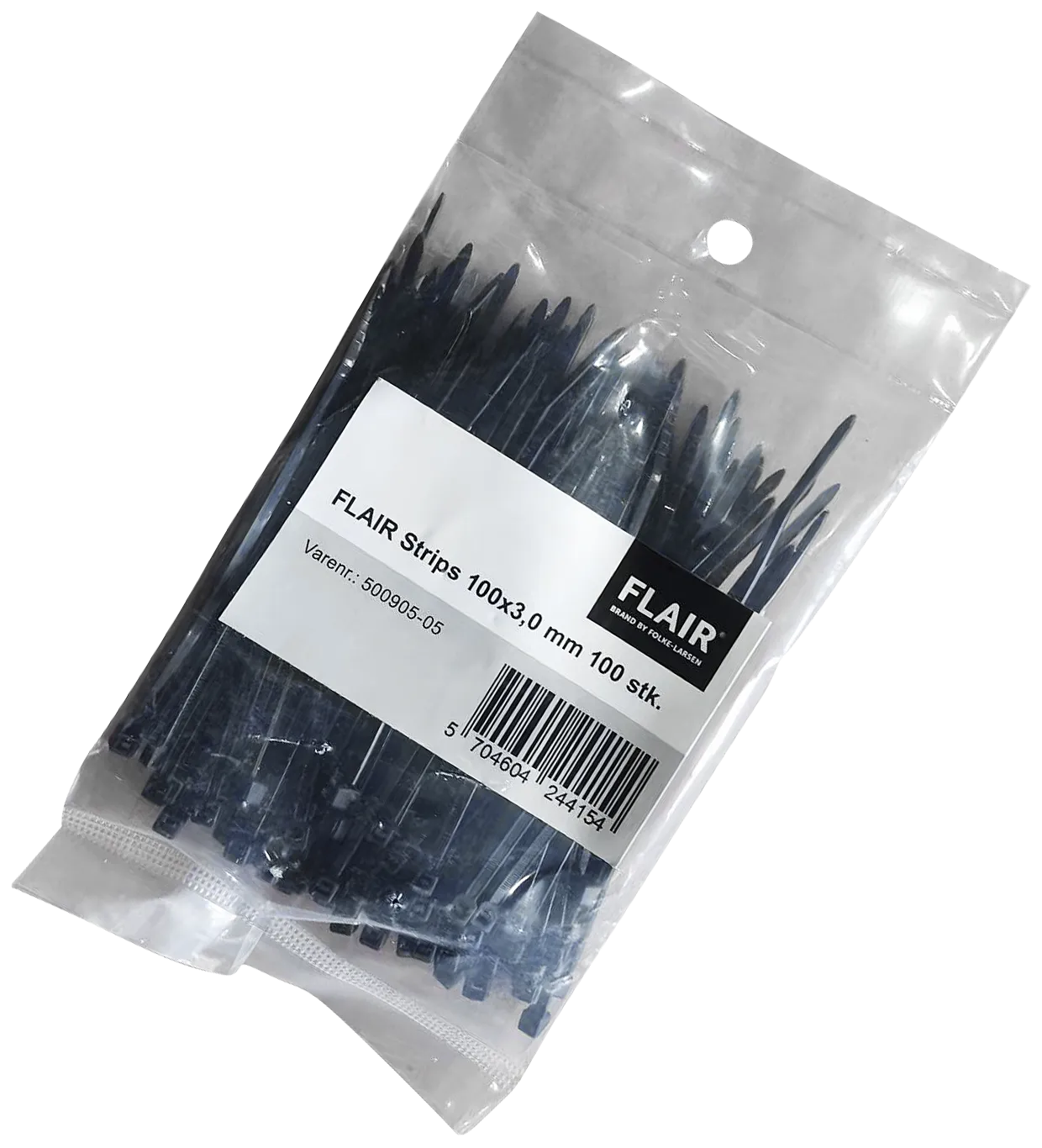 Flair kabelstrips 100×3,0mm sorte, 100stk