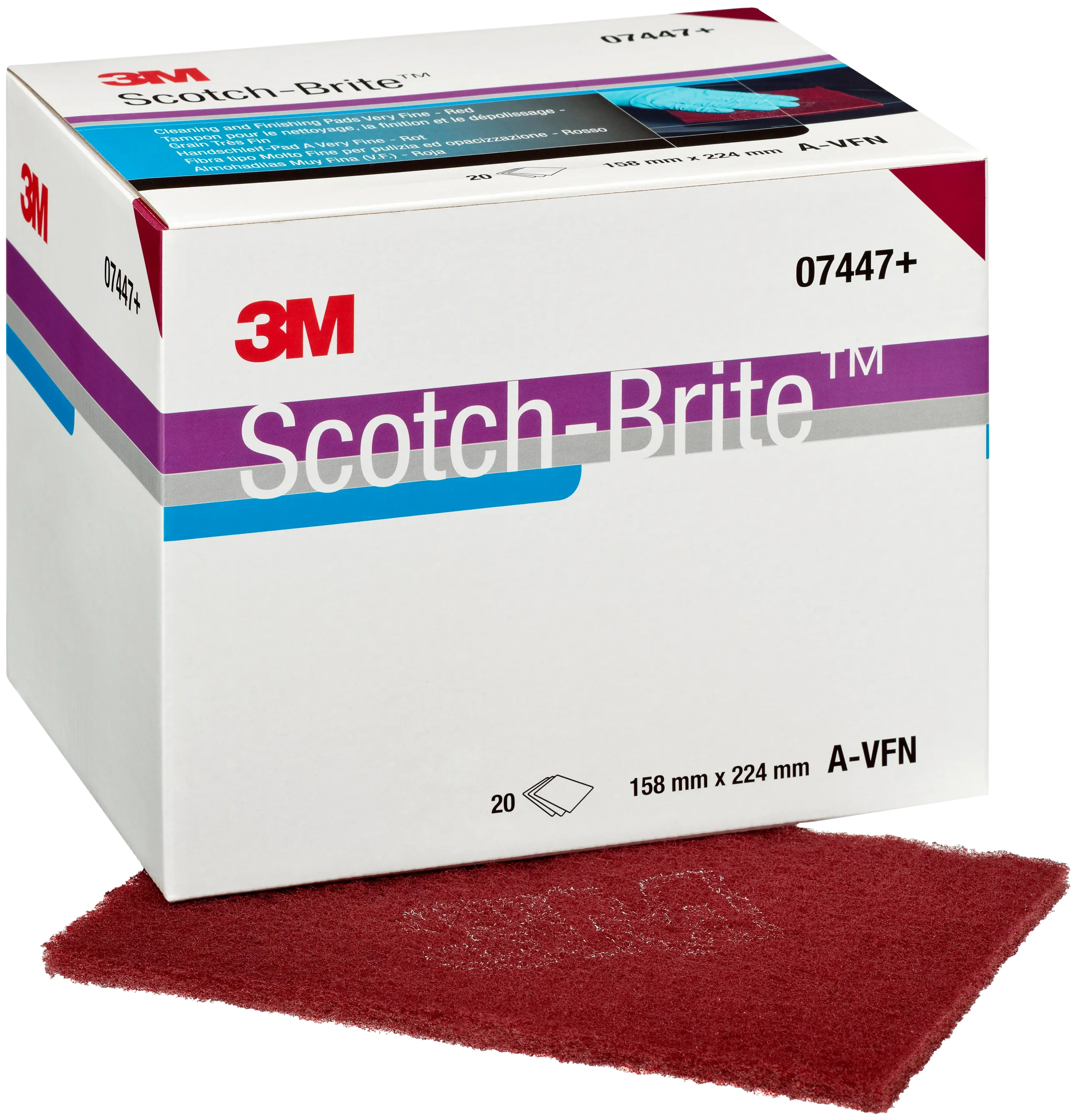 Scotch-Brite polérark CF-HP, A VFN, rød 158×224mm