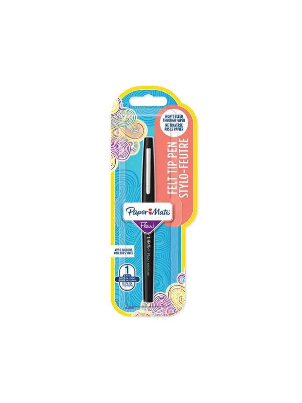 Paper Mate Flair Felt Tip Pens | Medium Point (0.7mm) | Black | 1 Count
