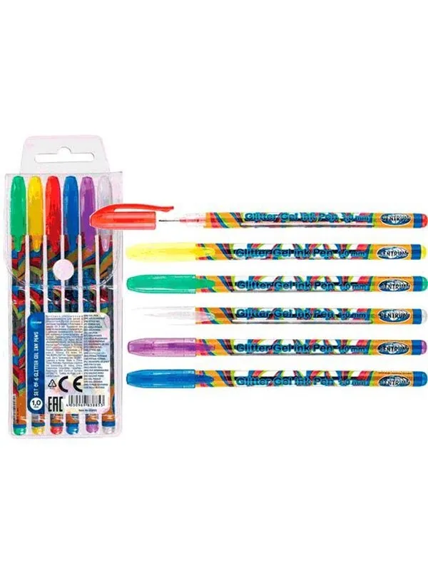 CENTRUM Gel pens Glitter. Set of 6 pcs.