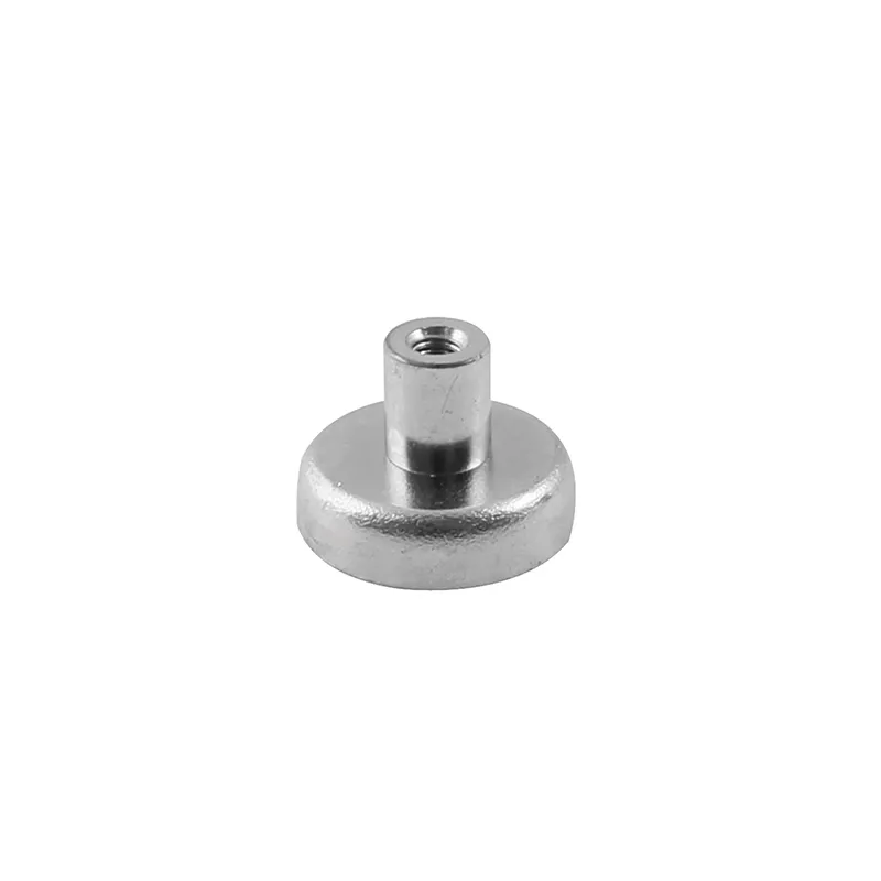 Lavferritt pottemagnet Ø13x4,5 mm med M3 gjengehylse og 1,0 kg holdekraft