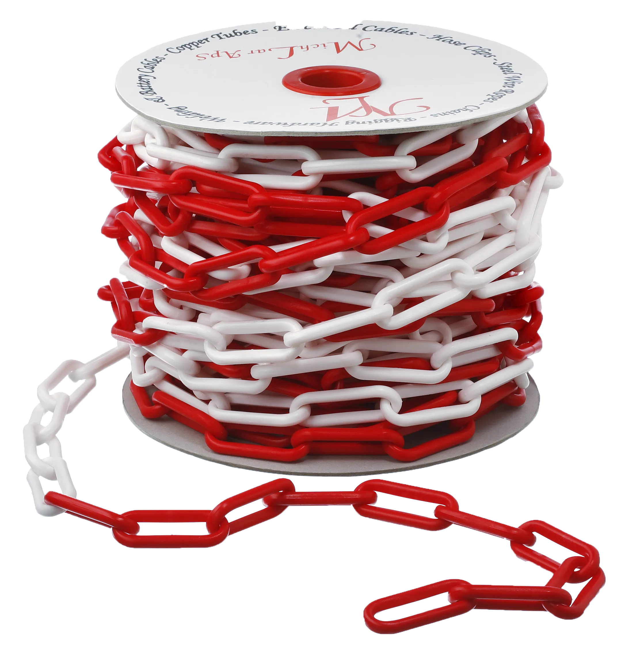 Avsperringskjede rød/hvit plast 6mm, rull 25m