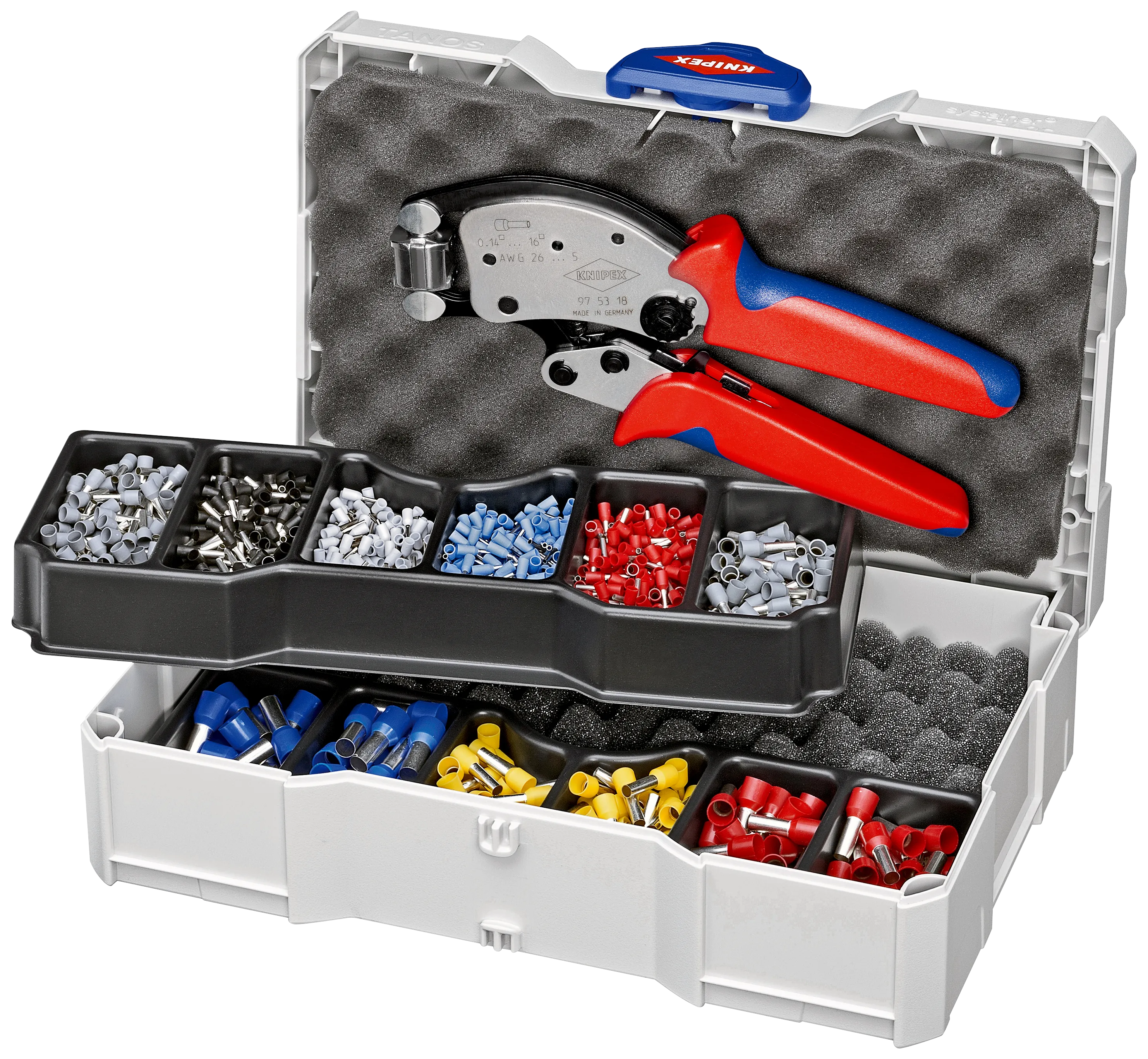 KNIPEX Press-sortimenter, for endehylser med plastkrage
