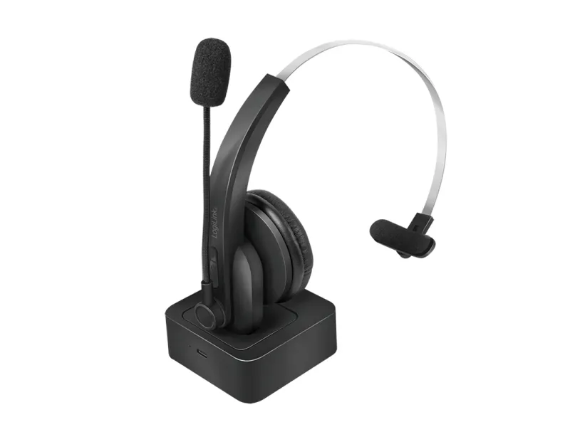 LogiLink Bluetooth mono headset with charging stand microphone