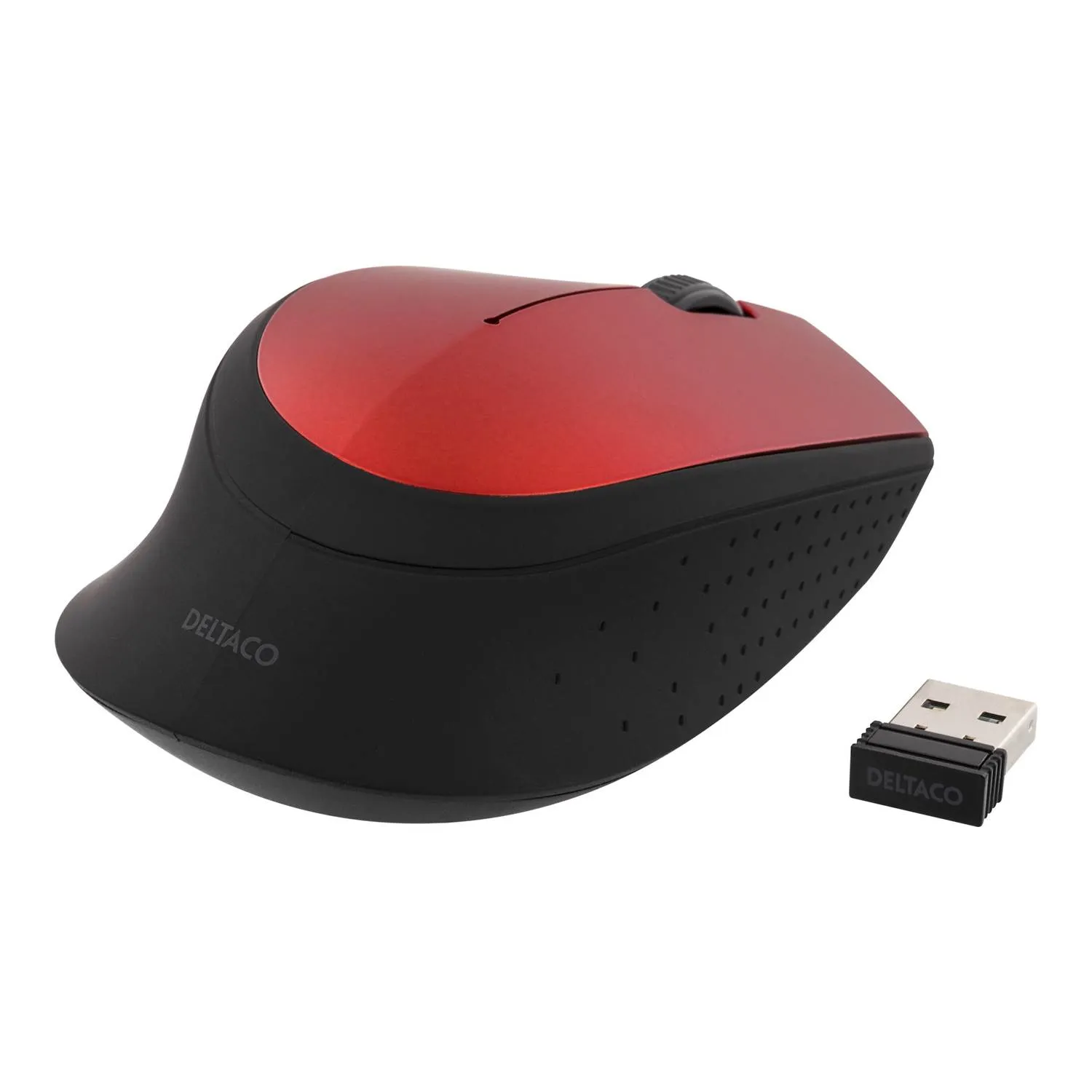Deltaco MS-462 - Mouse optical 3 buttons wireless USB - Mus - Optisk - 3 knapper - Rød