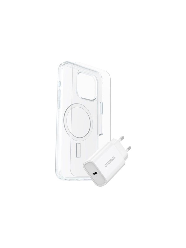 OtterBox KIT Apple iPhone 16 Pro Max (Symmetry Clear MagSafe / Premium Glass / EU USB-C Wall Charger 30W - white)