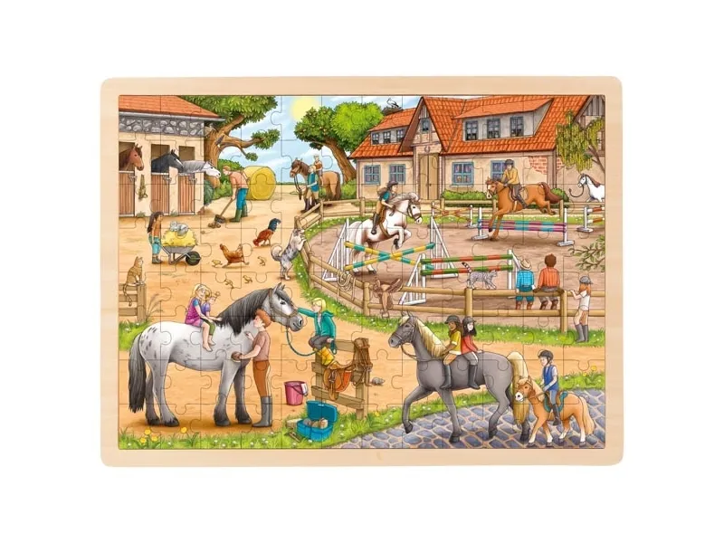 Goki Wooden Jigsaw Puzzle Horse Riding School 96 pcs. Tre