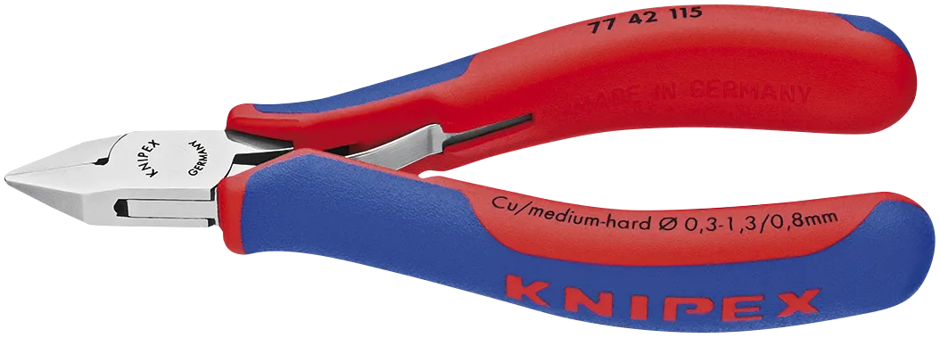KNIPEX Elektronikk-sidekutter, Med gjennomstukket ledd