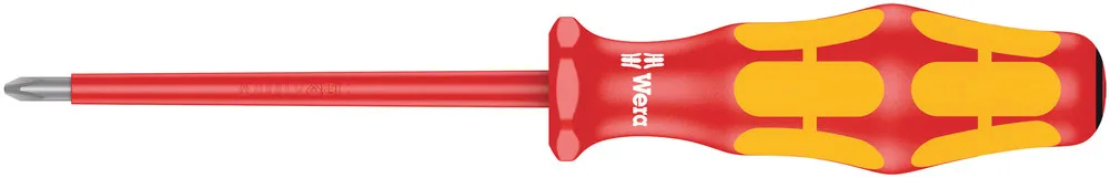 Wera 165 i PZ VDE Insulated screwdriver for Pozidriv screws. PZ 0 x 80 mm