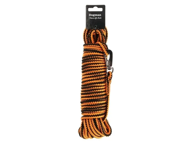 Dogman Iris flettet sporlina med karabinkrok Oransje 6,5mm 15m
