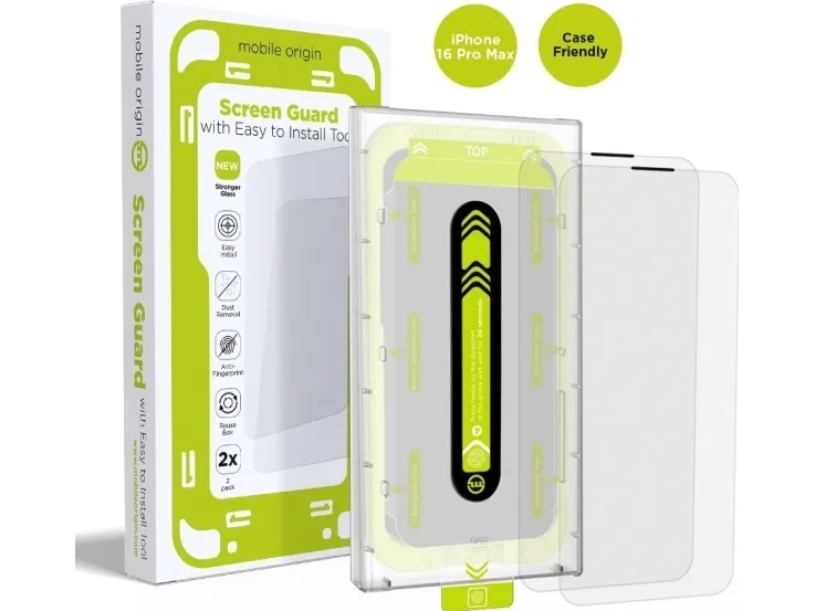Mobile Origin Screen Guard with easy applicator - 2 pack - iPhone 16 Pro Max