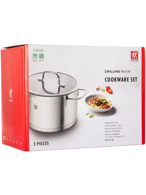 Zwilling TrueFlow - Cookware set with cover - 5 items - round - silver