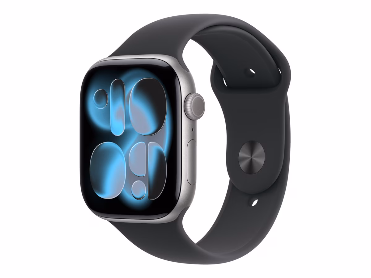 Apple Watch Series 11 GPS + Cellular 46mm Space Grey Aluminium Case with Black Sport Band - S/M