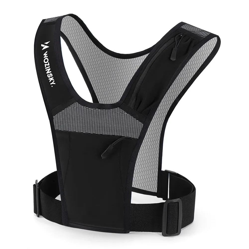 Wozinsky WKDB1 Reflective Running Vest with Pockets - Black
