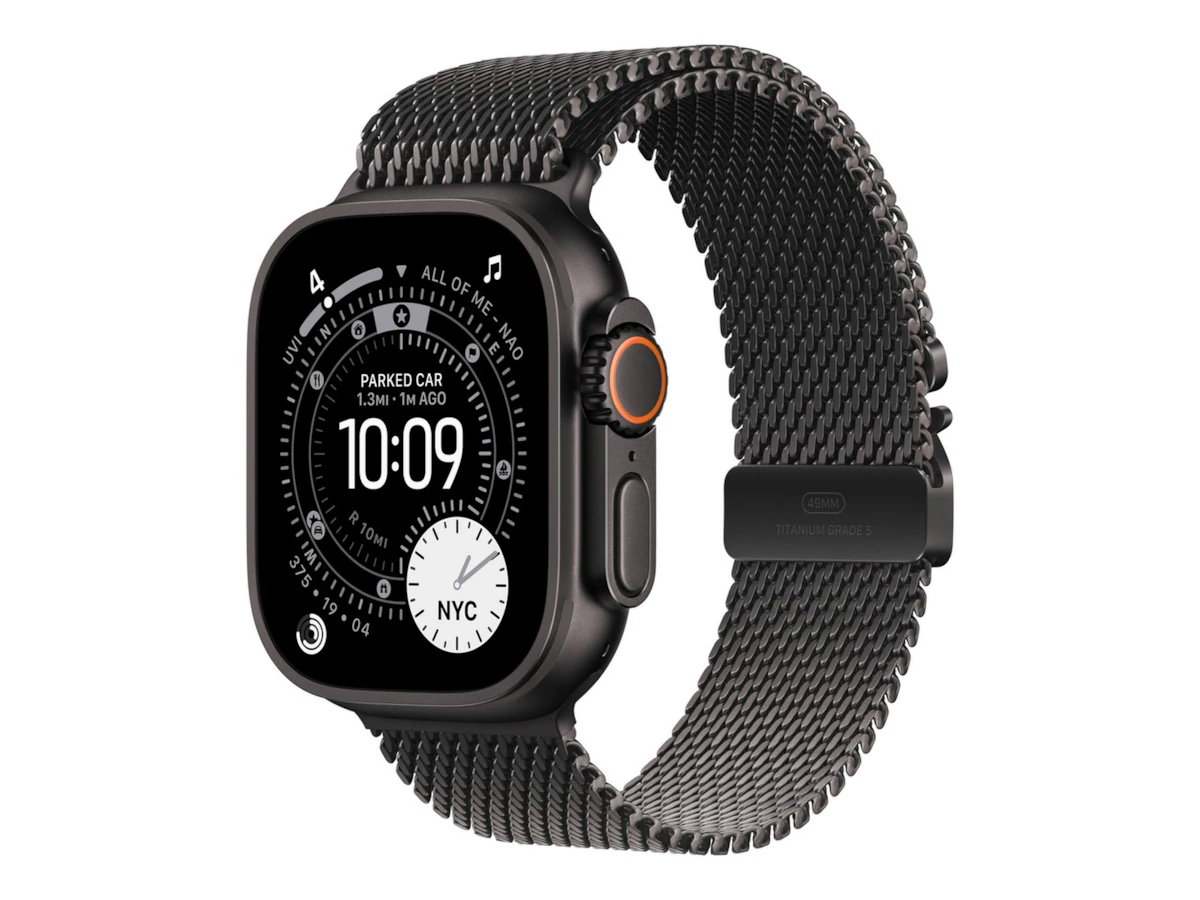 Apple Watch Ultra 3 GPS + Cellular 49mm Black Titanium Case with Black Titanium Milanese Loop - Medium