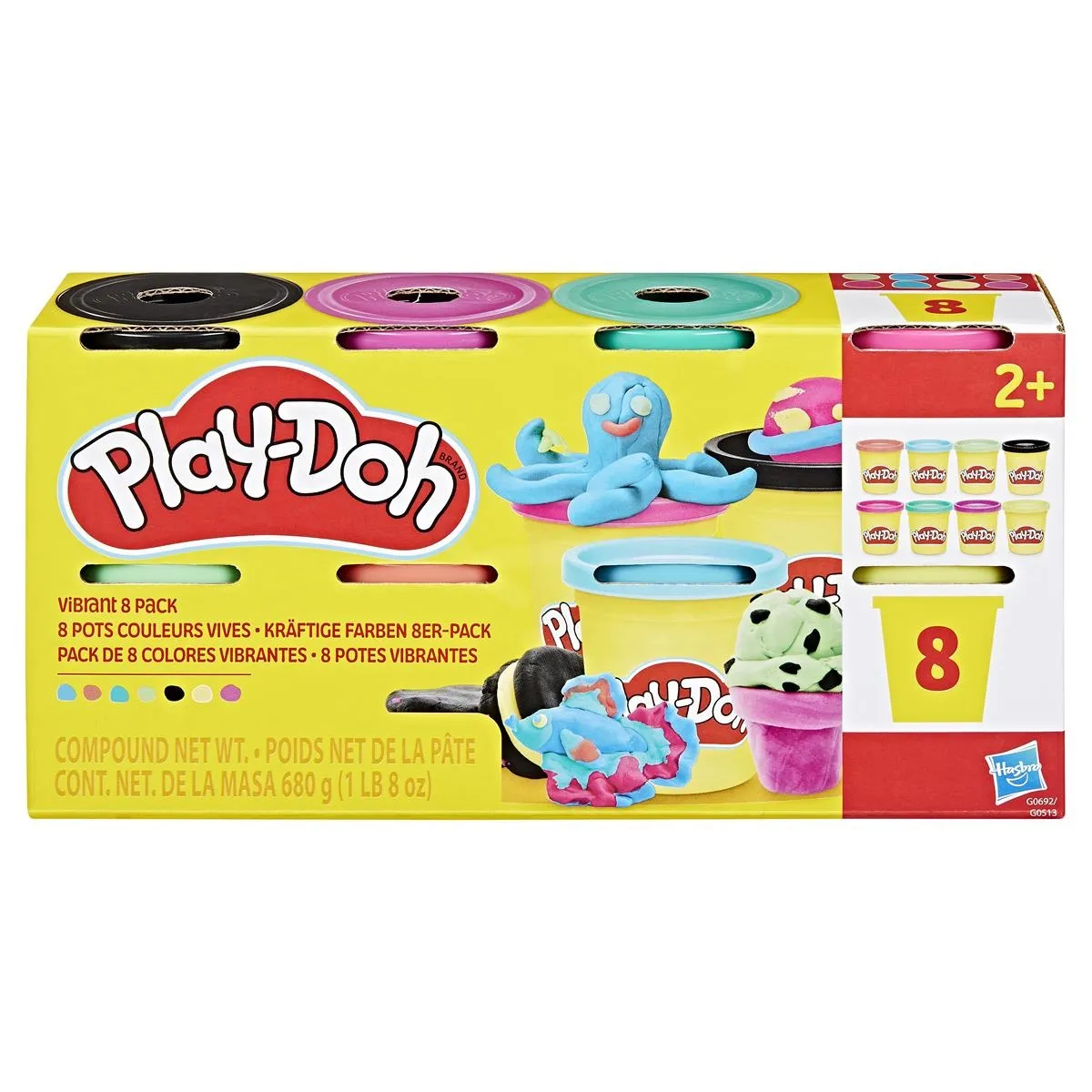 Play-Doh Vibrant 8 Pack Solid 680 g