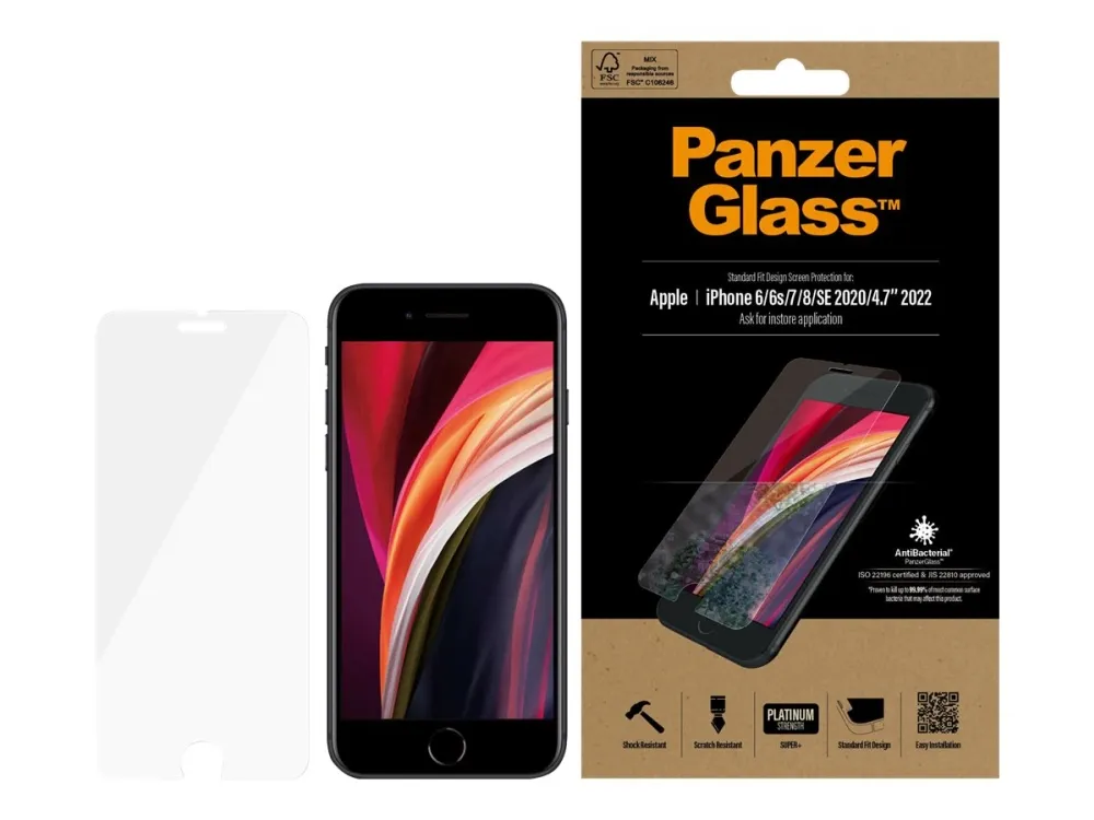 PanzerGlass Screen Protector Apple iPhone 8 | 7 | 6s | 6 | SE (2020/2022) | Standard Fit