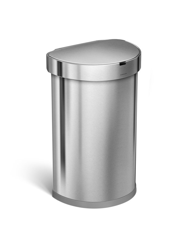 Simplehuman 45L halvrund sensor søppelbøtte, børstet