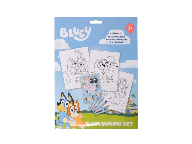 Euromic BLUEY coloring set w/6 crayons paper envelope