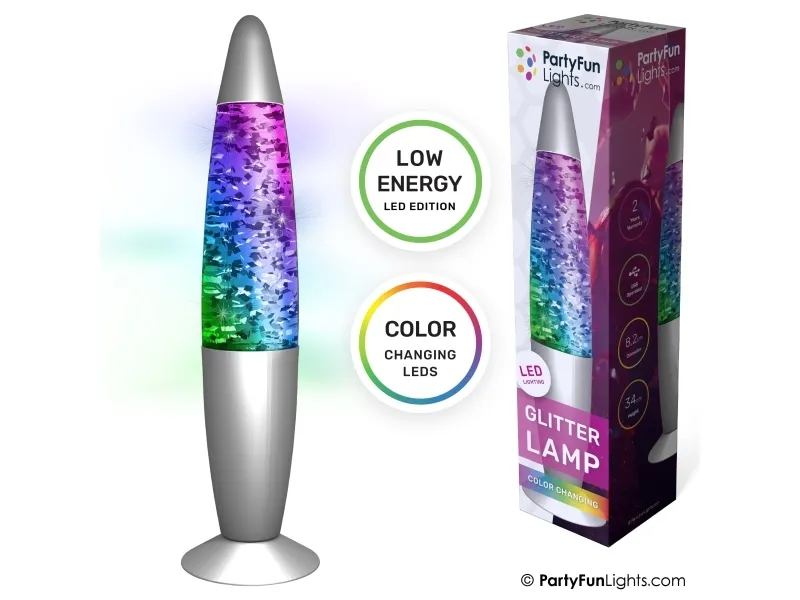 Party Funlight Glitter lampe - Multifarvet H: 34cm