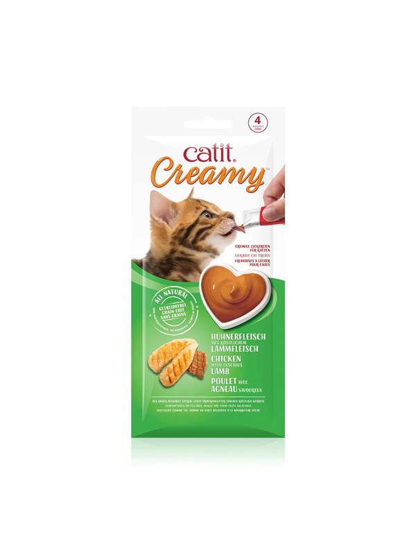 Catit Creamy - Premium Treat for Cats - Chicken with Lamb 4x10 g