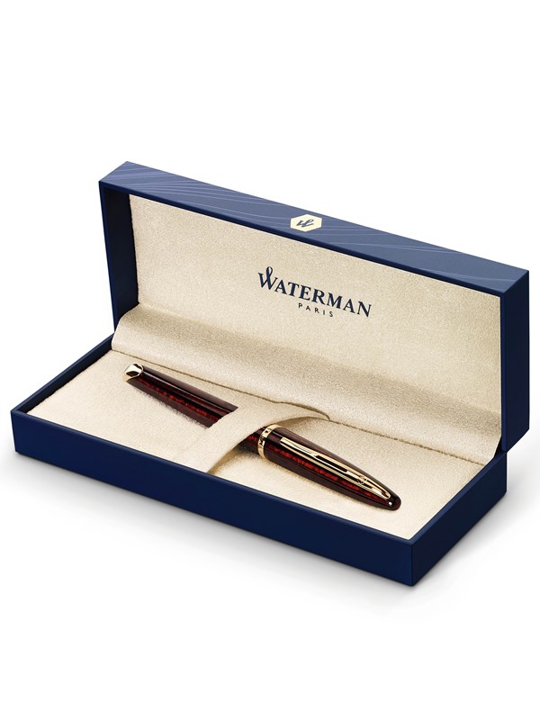Waterman Carène Marine Amber Fountain Pen | Gloss Brown & Black with 23k Gold Clip | Medium Nib with Blue Ink Cartridge | Gift Box